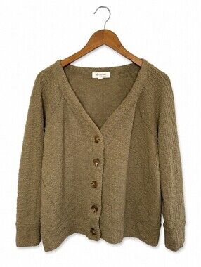 Vince Camuto Olive Green Button-Front Knit Cardigan